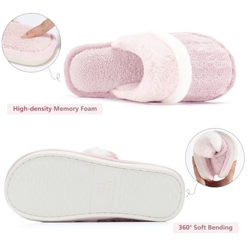 Image of GOEWY Cozy Slippers for Women Indoor and Outdoor Fuzzy House Shoes with Memory Foam Anti-Skid Sole Gifts for Women Mom Ladies