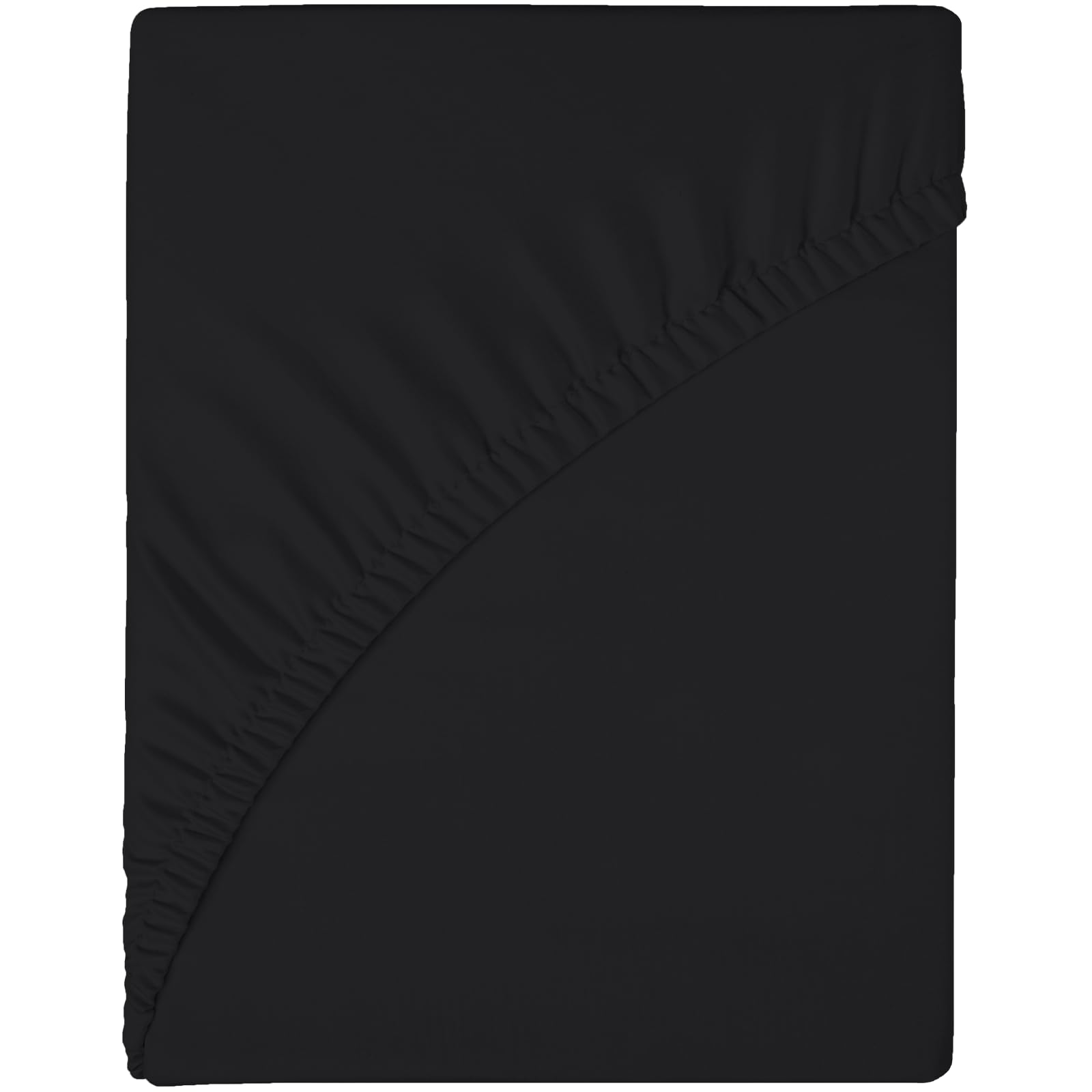 wyewye Spannbettlaken für 160 x 200 x 25 cm, Mikrofasergewebe, Schrumpfung und kein Verblassen, Schwarz