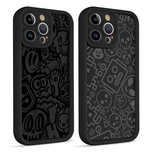 Ya en manzanajugosa.com: Yimctoie 2 Piezas Funda para Apple iPhone 15 Pro MAX 6.7", Creativo Esqueleto Ghost Dibujos Estética Divertida Diseño Carcasa Proteger Caso con Cámara Suave TPU Antichoque Bumper Case Cover