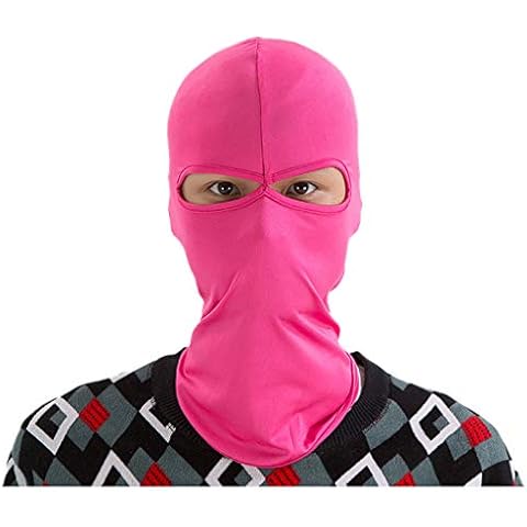 Two Holes Balaclava Ski Face Mask Bicycle Sports Motorcycle Cycling Neck Warmer Face Mask Cap Hunting Outdoor Full Head Face Cover (Hot Pink) Cover