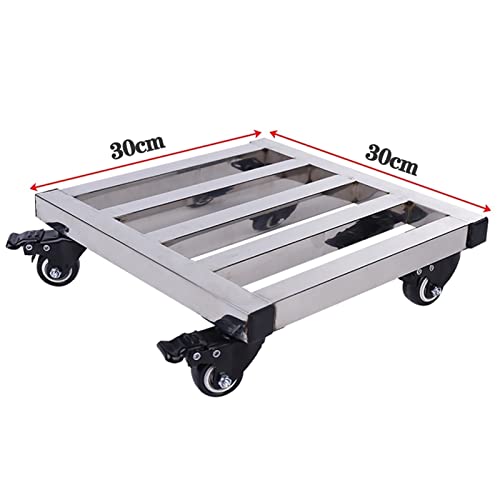 Support carré en métal pour plantes à roulettes fer 30 cm argenté - 6
