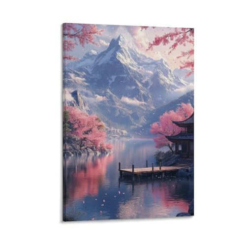 Affiches toile peinture fleur de cerisier SHUNXIFQ, une œuvre abstraite premium de 40x60cm