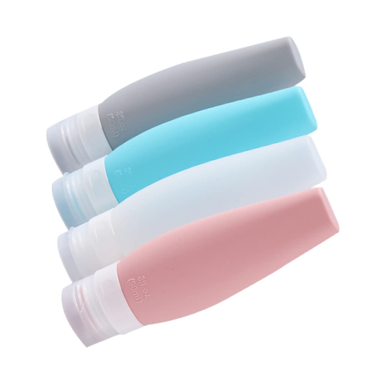 4 piezas Botellas de Viaje de Silicona Reutilizables para Champú Lociones y Cosméticos Contenedores Vacíos Portátiles y Exprimibles para