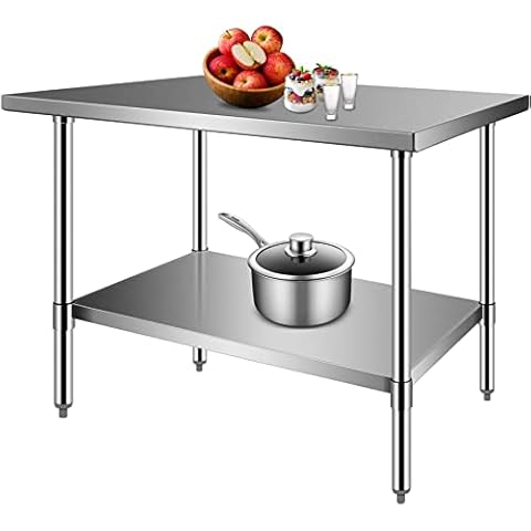 Stainless Steel Prep & Work Table Workstation Work Bench 48" x 24" Silver Table Heavy Duty Prep Worktable Outdoor Table Metal Professional Workstation Cover