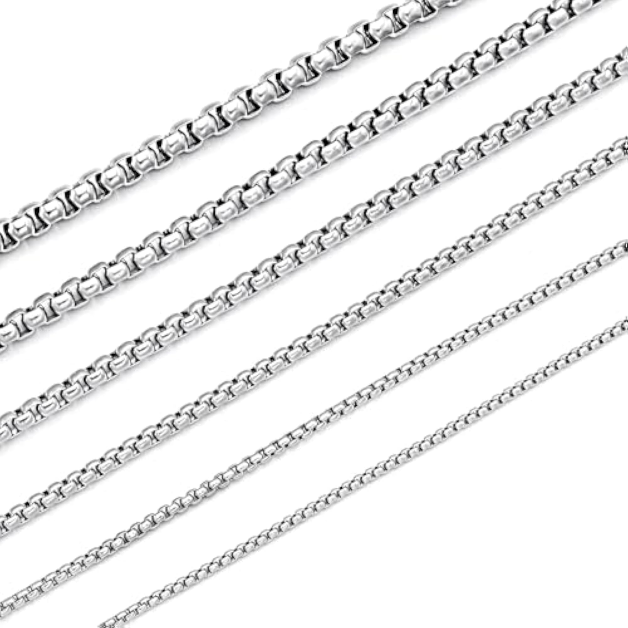 Stainless Steel Square Rolo Chain Necklace, Unisex