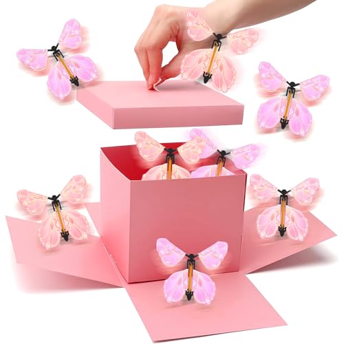 Schmetterling Explosion überraschungsbox Explosion Geschenkbox Fliegende Schmetterlinge Überraschungsbox DIY Geschenkverpackung Surprise Box für Valentinstag Geburtstag Weihnachten Muttertag