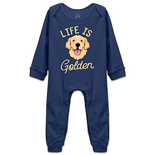Life is Golden(Golden Retriever) Infant Short Sleeve 100% Cotton Bodysuit/Long Sleeve Romper/Sleeveless Jumpsuit