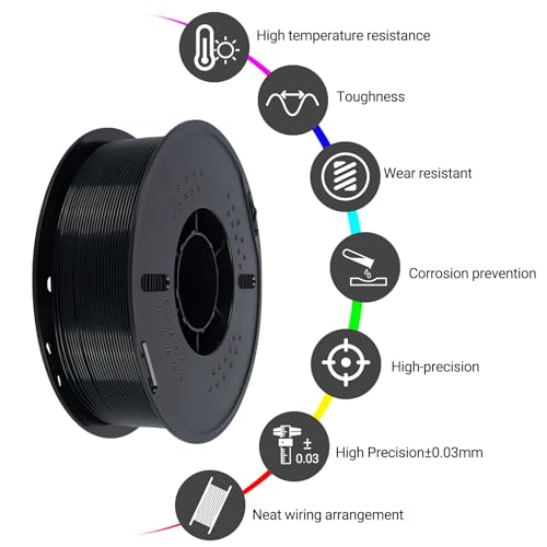 Image of Kingroon PA6 Nylon 3D Printer Filament 1.75mm, 1kg Black Filament, High Strength Filament for Engineering Parts, Dimensional Accuracy + /- 0.03mm
