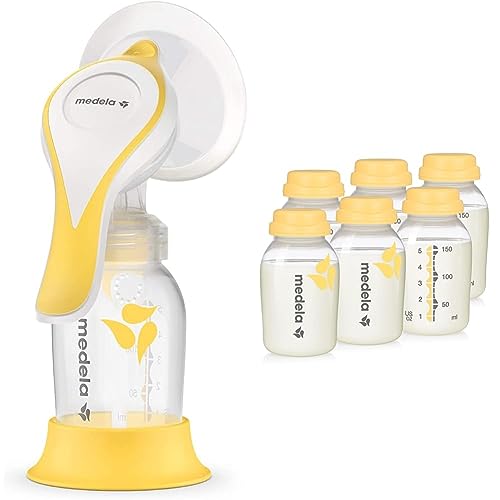 Image of Medela Manual Breast Pump Bundle with Storage Bottles and Flex Shields for More Comfort and Milk