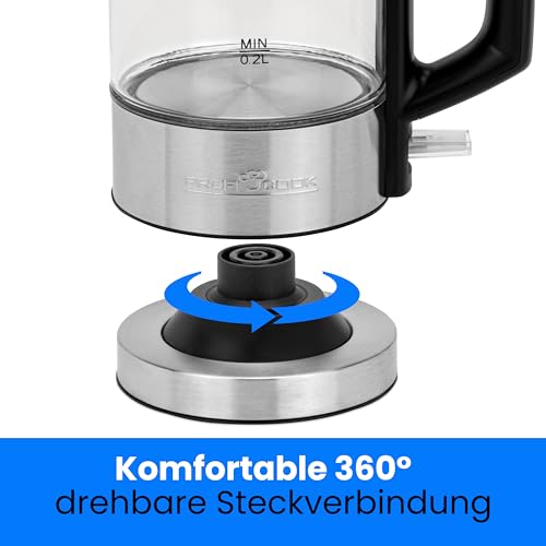 ProfiCook® Wasserkocher Edelstahl | 0,5 Liter | blau beleuchtet | BPA frei | Wasserkocher klein | 1100W | Reisewasserkocher | Glas-/ Edelstahlgehäuse | Kettle | Mini Wasserkocher | PC WKS 1228 G