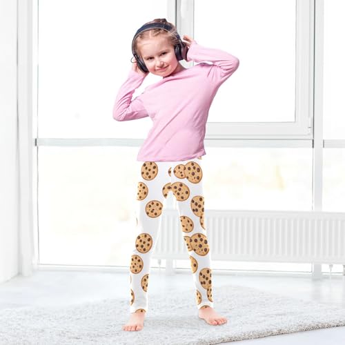 Wusikd Chocolate Chip Girls' Leggings Toddler Doodles Cookie Kids Yoga Pants Dance Active Tights 4T4
