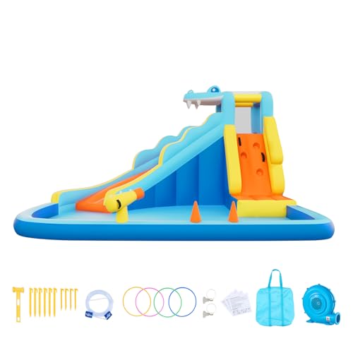VEVOR Bounce House for Kids, Inflatable Bounce House with Air Blower, Water Slide, Bouncer Castle with Bounces Zone, Climbing Wall, Splash Pool & Water Ring Toss, for 3 to 4 Kids Ages 3 to 8 by VEVOR - Image 2