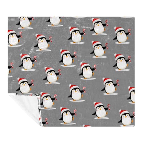 Plaid en molleton doux pingouin dansant couverture microfibre pour cadeau Noël - 2