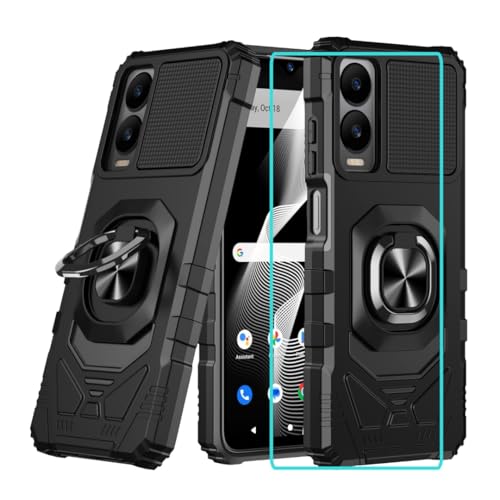 for Cricket Debut S3 Case/AT&T Vista 2 Case with Screen Protector,Magnetic Ring Stand Dual Layer Military Grade Protection,Rugged Shockproof Corner Phone Case for Cricket Debut S3/ATT Vista 2 Black