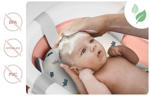 Baignoire bébé pliable stable évite les glissades avec son coussin de bain - 5