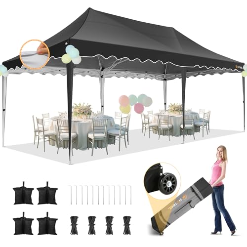 HOTEEL 10×20 Pop Up Canopy, Canopy Tent UV 50+ and Waterproof, Thickened Frame, Large Space Easy...