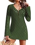 Ekouaer Swimsuit Coverup for Women Crochet Beach Cover Up Hollow Out Long Sleeve Cover Ups 2026 Summer Vacation Outfits