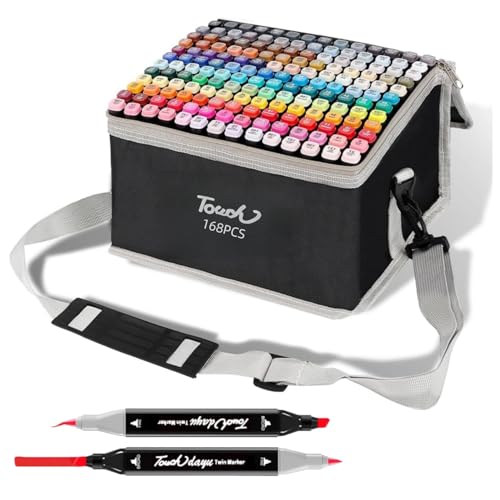 YOUYICI Alcohol Markers Dual Tip, 168 Colors Broad&Fine Dual Tip Permanent Markers Pen Set for Professional Student Child Coloring Illustrations Sketch Drawing Painting Card Making