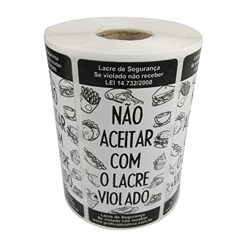 AL-G22P - LACRE para EMBALAGENS DELIVERY - ROLO COM 1000 UNIDS - Preto (9X4, PRETO)