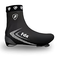 FDX Reflective Cycling Overshoes, Waterproof Bike Shoe Covers, Windproof Lightweight All Season Gaiters for Men and Women - Road Biking, MTB, Hi Viz Accessories Black 360, Medium