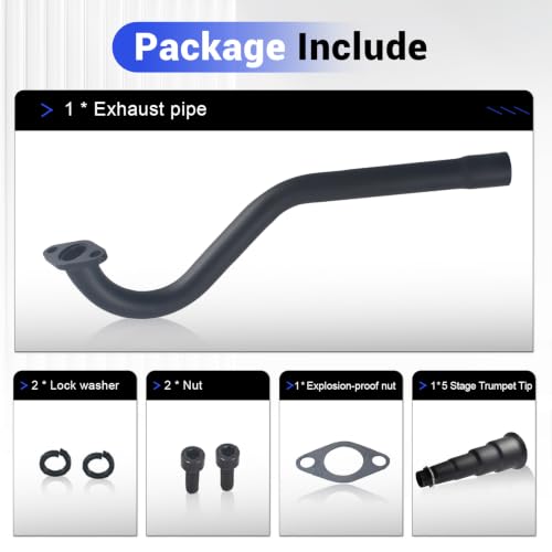 Image of 5 Stage Exhaust tip Central long Exhaust Pipe For Predator 79cc 98cc 3HP Coleman CT100U Mini bike FRP GMB100 Mini bike Black