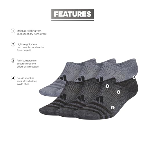 adidas Men's Superlite 3.0 Super No Show Socks (6-Pair) Ultra Low-Profile, Arch Compression for Secure Fit2