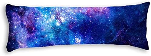 UTF4C Colorful Pink Blue Galaxy Nebula Pattern Machine Washable Adults Soft Cotton Decorative Body Pillow Case Cover, 20-Inch x 54-Inch,with Zipper for Bedroom Sofa