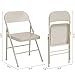 GAOMON Portable Folding Card Table and Chair Set of 3, Pu Upholstered Foldable Table, and All Metal Folding Chairs, Table and Chairs Suitable for Dining Room, Living Room, Office, Camping-Beige