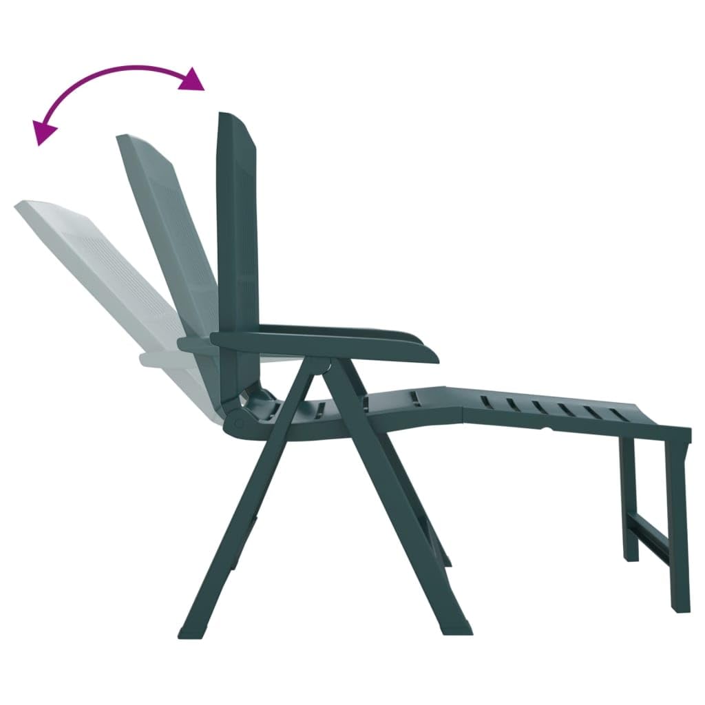 vidaXL Chaise Longue Vert Plastique, Chaise Longue d'extérieur, mobilier d'extérieur, Chaise Longue de Jardin, mobilier de Jardin, mobilier de Patio