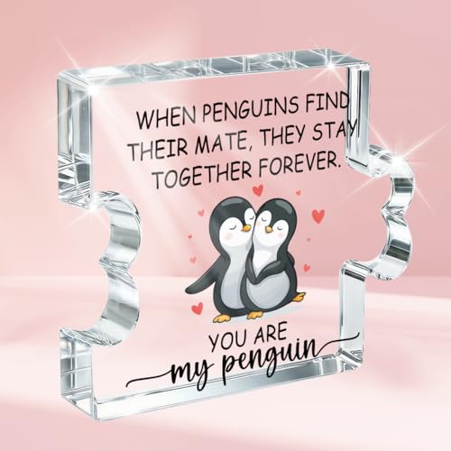 PVOPVO Valentines Romantic Gifts for Him Her Boyfriend Girlfriend Valentine's Day Anniversary Wedding Birthday Penguin Gifts for Women Men I Love You Gift for Couples Wife Husband