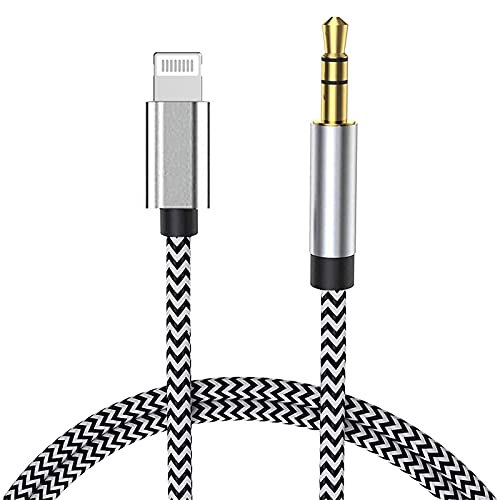 [Apple MFi Certified] iPhone AUX Cord for Car Stereo, Lightning to 3.5mm Nylon Braided Audio Cable Compatible with iPhone 12 12 Pro 11 XS XR X 8 7 iPad, iPod to Speaker Home Stereo Headphone(3.3FT 1M)