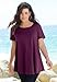 Roaman's Women's Plus Size Cotton Ultimate Swing Tee With Keyhole Back - 2X, Navy