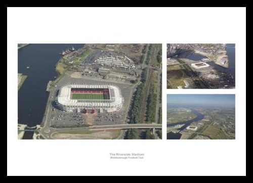 Middlesbrough Fc White Framed Middlesbrough Riverside Stadium Aerial View Photo Memorabilia