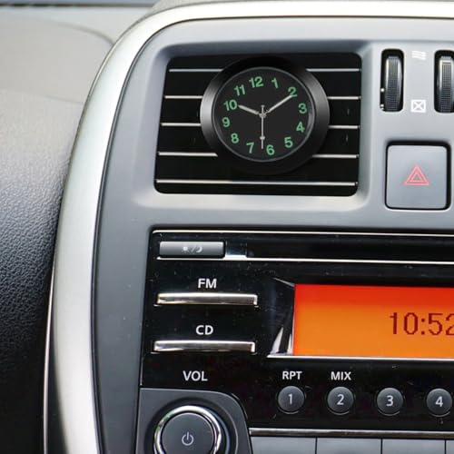 Image of UKCOCO Mini Car Dashboard Clock 1.96 inch Luminous Quartz, Black Electroplated Metal, Night-Glow Pointer for Safe Time Checks, Clip-On Air Vent or Desk for Auto, Office, Travel