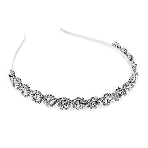 KLOUD City Fashion Bridal Rhinestone Crystal Headband Pageant Prom Tiny Flower Clear Beads Tiara Silver Tone