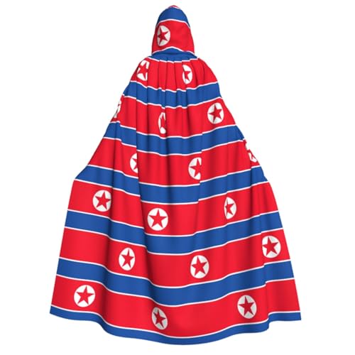 Cape médiévale unisexe 140 cm avec grande capuche imprimé drapeau coréen