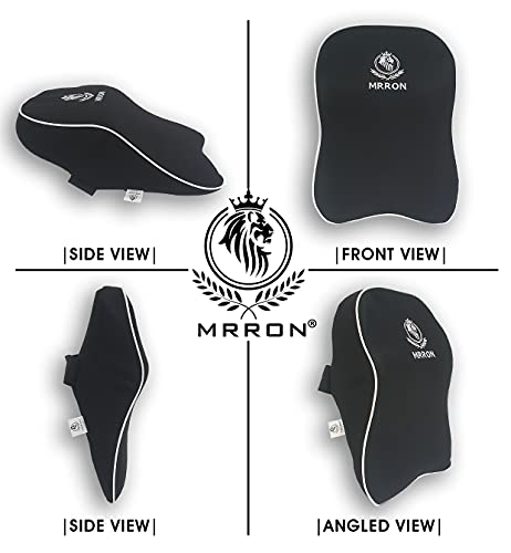 Image of MRRON Supreme EXEMPHLAR Series Memory Foam Elongated Neck Rest & Lumbar Support for Car or Office Chair- Neck Pillow car Cushion Kit Designed Ergonomically for Extra Neck Support (Black)