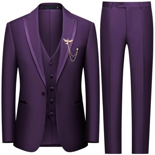 Men's Slim Fit Elegant Formal 3-Piece Set Vest Pants Business Wedding Dance Regular Sports Suit4