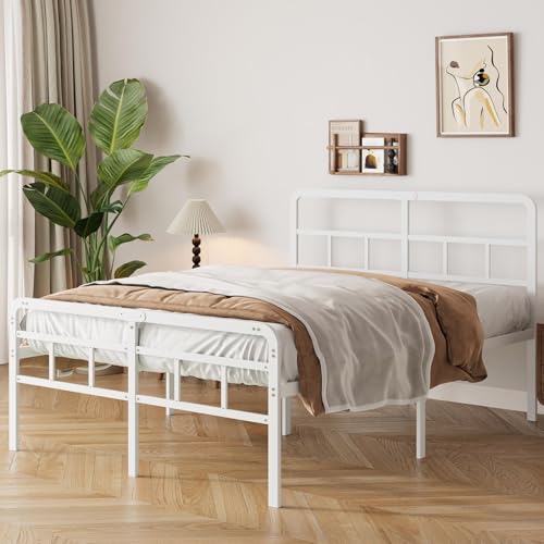 Listado de Base Queen los más recomendados. 49 Yicensen Base de Cama Queen Size con Cabecero y Piecero, Base Queen Size de Metal de 46 cm de Altura con Listones Resistente, Espacio de Almacenamiento Debajo de la Cama, sin...