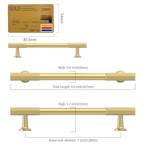 Amerdeco 10 Pack Brushed Gold Cabinet Pulls 5 Inch(128MM) Hole Centers Kitchen Cabinet Handles Hardware Kitchen Handles for Cabinets Cupboard Handles Drawer Pulls ZH0071 by Amerdeco - Image 6