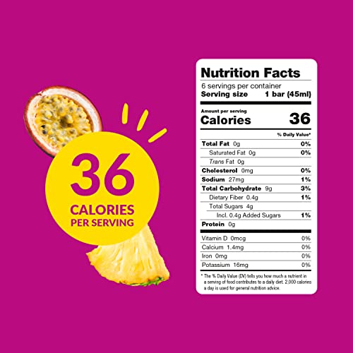 Real Fruit Freezer Pops Popsmalaya Ice Bars Passionfruit Pineapple, Freezie (36 Count), Ship Non Frozen, Low Calorie (36), 0.4G Added Sugar, 9G Net Carb, Gluten Free, No Preservative Or Food Dye #TOP4