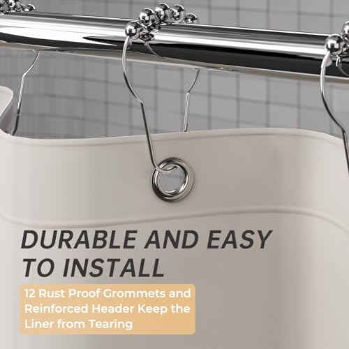 image for AmazerBath Thick PEVA Shower Curtain - Tan, Waterproof 72x72, Heavy Du