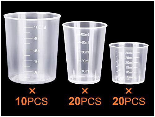 50 Pcs Plastic Measuring Cups, Resin Mixing Cups, Epoxy Mixing Cups, Paint Mixing Cups, 30Ml 50Ml 100Ml #TOP1