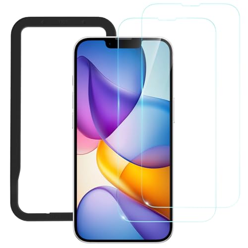 NIMASO Protector Pantalla para iPhone 16e/13 Pro/13/14 6.1 Pulgadas, Cristal Templado HD Claro Dureza 9H, Grado Militar Antirrotura, Antiarañazos, con Herramienta de Fácil Instalación, Pack de 2