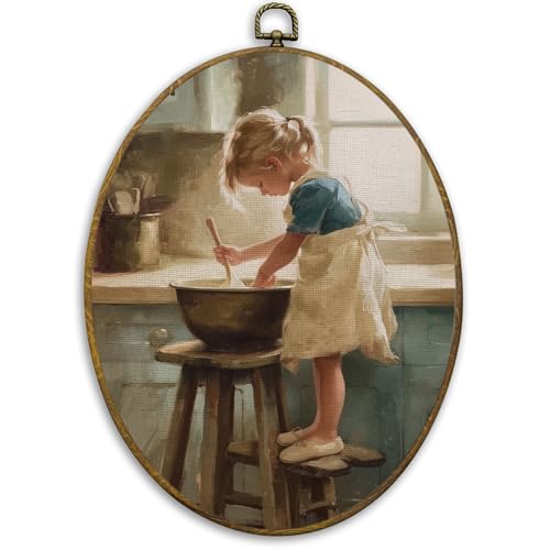 CUANFDDSF Vintage Rustic Kitchen Oval Wall Art Decor, Rustic Farmhouse