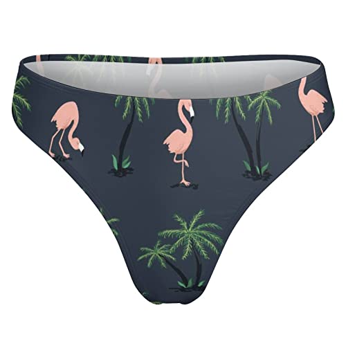 Baikutouan Pink Flamingo Birds And Palm Trees Womens Sexy T-Back Low Rise Thongs Panties Underwear M #TOP4