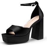 Manoloshow Women's Peep Toe Platform:Ankle Strap Pumps Open Toe Sandals High Heels for Women 4.7' Heels Black Size 9.5