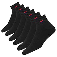 NAVYSPORT Men's Sports Socks Quarter Length Running Socks for Men Women, Pack of 6 (Shoe Size: 3-5, Black)