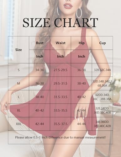 Image of Avidlove Womens Nightgown Sexy Lingerie Sleepwear Lace Chemise Modal Babydoll Slip Nighties