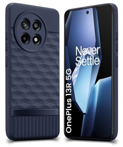 Image of WOW IMAGINE Back Cover for 1+ OnePlus 13R 5G with Hexa Cube Design | Ultra Slim Soft Rubberised Case | Inner Velvet Fabric | Matte Silicone Flexible Mobile Case | Camera Protection - Blue